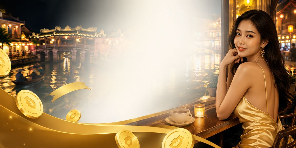 Người chơi VIP tại Hội An xem thông tin thưởng cao cấp trên điện thoại bên ly cà phê